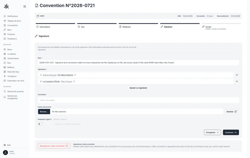 Contractualisation d'un bien multi-étape