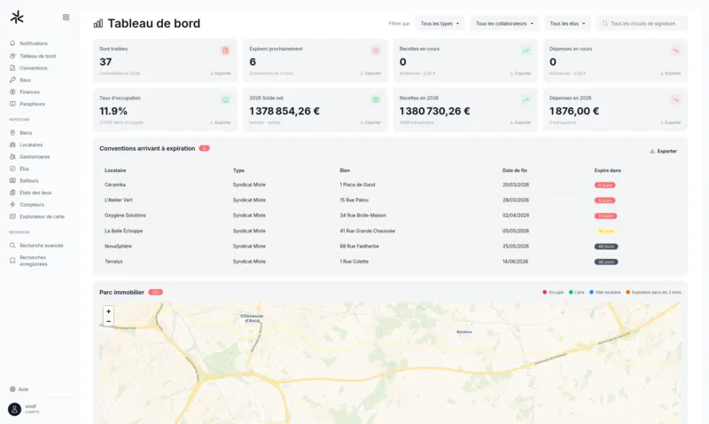 Tableau de bord des conventions