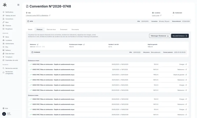 Écran de gestion financière