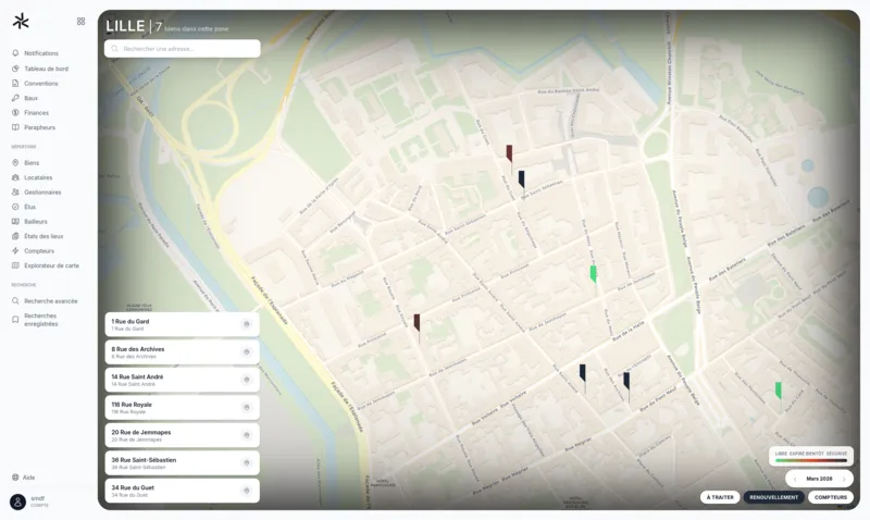 Explorateur du patrimoine immobilier sur une carte